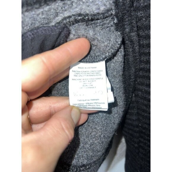 Prana Black Gray Striped Milana Wool-Blend Button-Up Cardigan Jacket Medium X1 - Picture 5 of 10